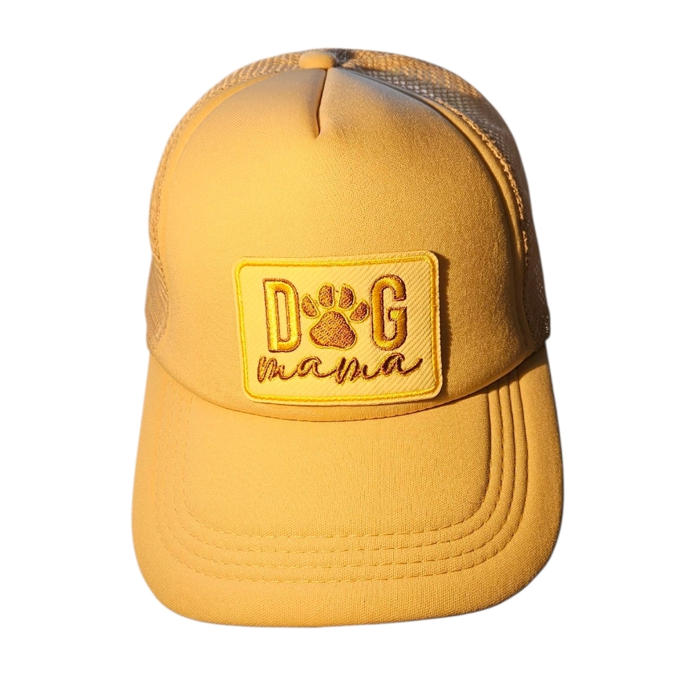Dog Mama Biege Snap Back Trucker Style Cap.